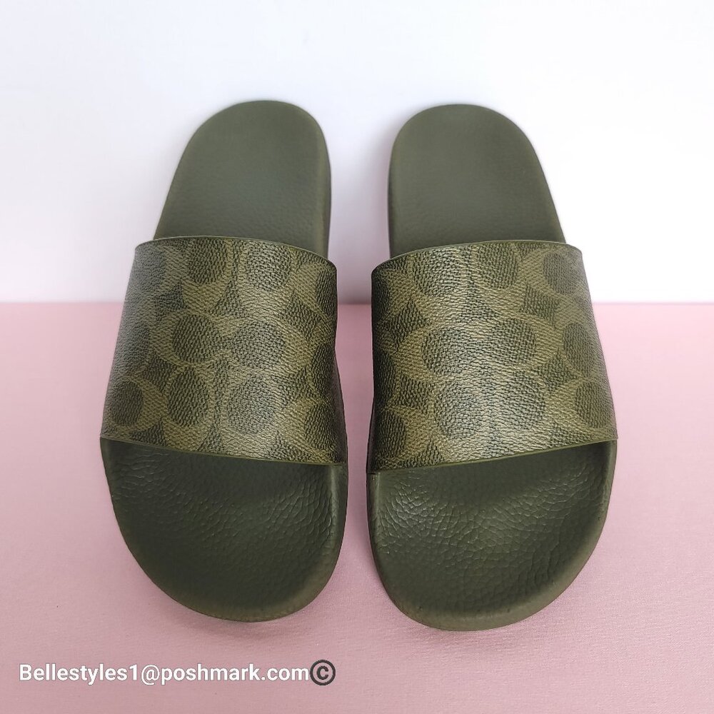 COACH Udele Sport Slide In Signature Canvas - Women's Size 8B- Olive Color ⭐ - Picture 3 of 16